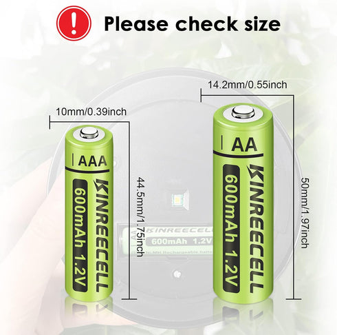 Rechargeable AA Batteries, Ni-MH Double A Solar Batteries High Capacity 1.2V Pre-Charged for Outdoor Solar Lights, String Lights Pathway Lights (A...