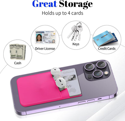 Senose Card Holder for Phone Case, Card Holder for Back of Phone, Silicone Phone Pouch Wallet Sleeve Stick-on ID Credit Card for All Smartphones, ...