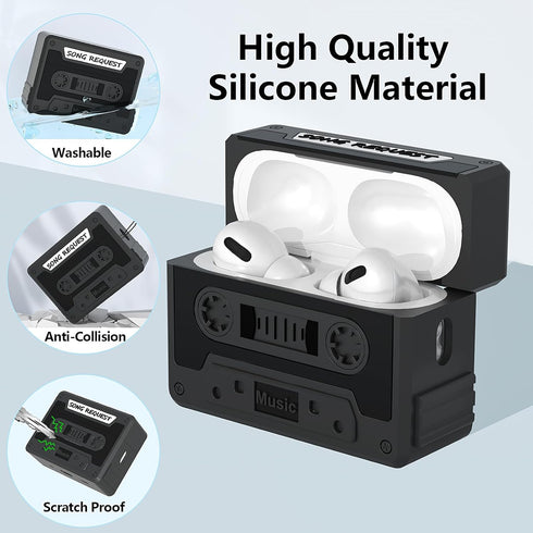 Cassette Tape Case Cover for AirPods Pro 2nd Generation,Look Back Past,Enjoy Future,Shock Resistant,Washable,Scratch Proof,with Cleaning Kit&Beaut...