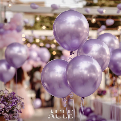 AULE Metallic Light Purple Latex Balloons 50 Pcs 12 inch Chrome Lavender Balloons Lilac Helium Balloons Happy Birthday Graduation Gender Reveal Pa...