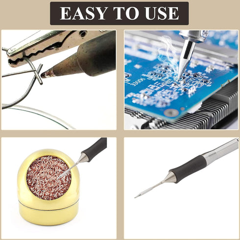 Soldering Tip Cleaner Set, 8 Pcs Solder Tip Cleaning Wire and 1 Pcs Holder for Cleaning Solder Irons and Tips? Gold...