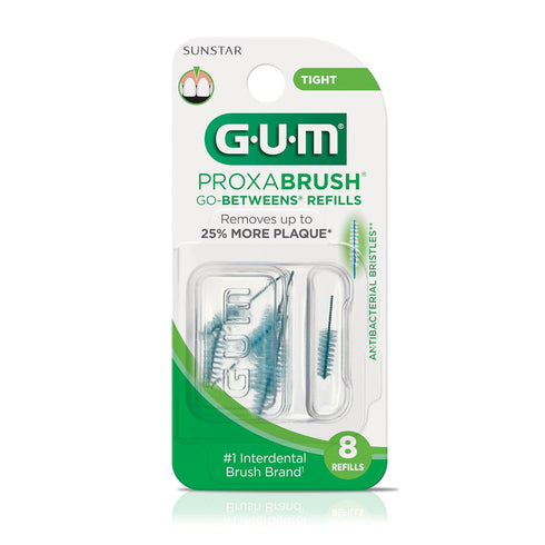 GUM Proxabrush Go-Betweens Refills - Tight - Compatible with GUM Permanent Handle -Reusable Interdental Brushes for Tight Teeth - Soft Bristled De...