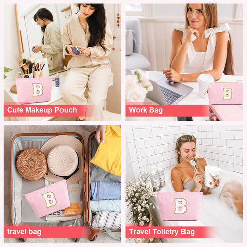 Graduation Gifts Personalized Initial Makeup Bag Mothers Day Gifts Teach Bag Makeup Bag Pouch Make Up Bags Travel Toiletry Bag for Her Mom Girlfri...