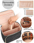 Relavel Makeup Bag, Large Capacity Travel Makeup Bag Organizer, Waterproof Cosmetic Bag with Adjustable Dividers for Women, Make Up Brush Holder M...