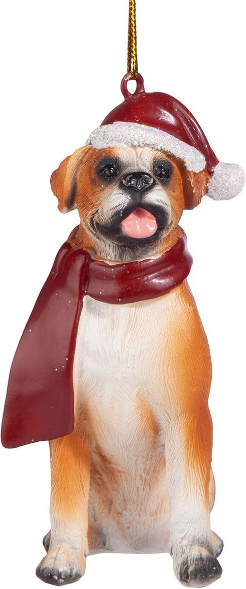Design Toscano JH576303 Christmas Xmas Boxer Holiday Dog Ornaments, Full Color...
