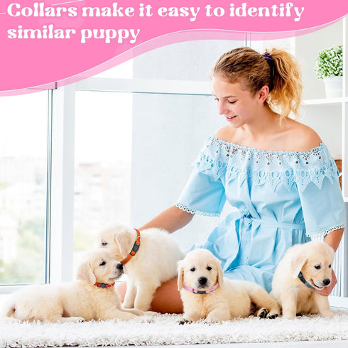 27Pcs Puppy Collars for Litter Adjustable Puppy Whelping Collars Soft Nylon Breakaway Puppy ID Collars with Safety Release Buckle for Newborn Pupp...