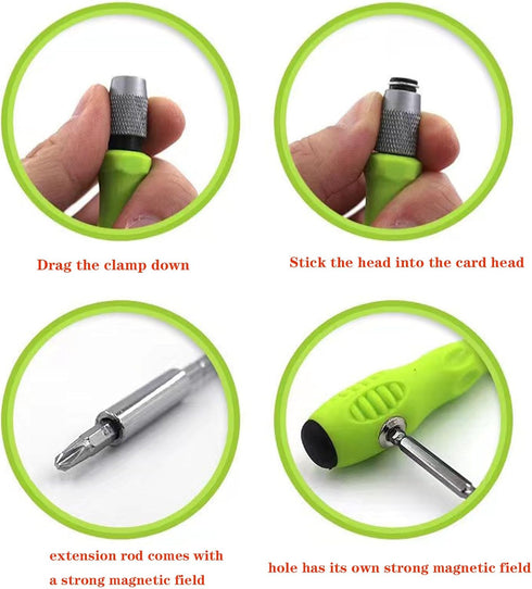 Buspoll Mini Screwdriver Set, Magnetic Precision Screwdrivers Bit Set (Star, Y, Torx, Triangle, Phillips, Slotted, U, Hex Heads) Repair Tools Kit ...