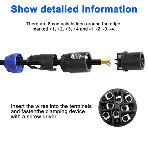MEIRIYFA 8 Pole Speakon Connector Plug,NL4 Speak-On 8 Pin Male Audio Speaker Twist Lock Plugs and Female Panel Mount Plug Adapter for NL8FC, NL8FX...