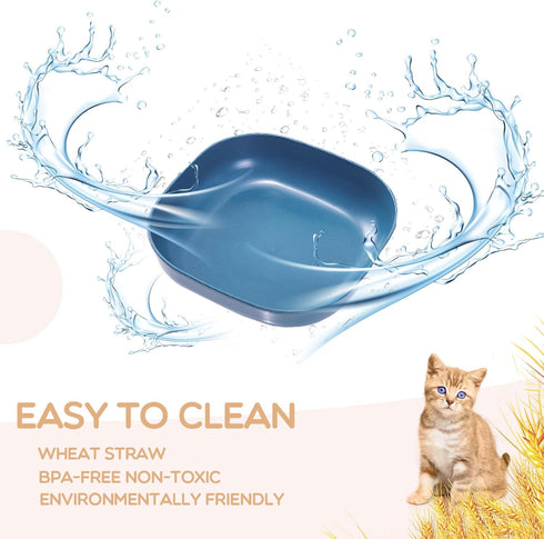 Cat Food Bowl Set 6 inch Wide Shallow Cat Bowls for Relief Whisker Fatigue,Small Flat Cat Dish, Shallow Pet Feeding Dish or Plate for Cats and Sma...