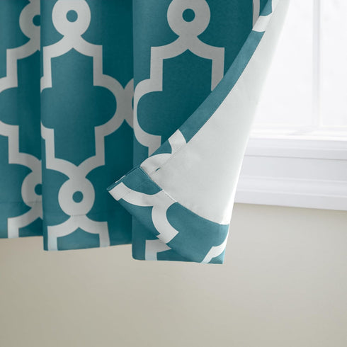 TOWN & COUNTRY EVERYDAY Ironwork Geo Trellis Sateen Indoor Curtains, Room Darkening Blackout, Grommet Top, Energy Efficient, 2-Pack Set, 52"x96", ...