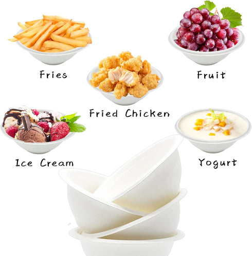 110 Pcs 8oz Disposable Bowls,Compostable Paper Bowls,White Biodegradable Bowls,Heavy-Duty Bagasse Bowls for Salad,Dessert,Parties,Catering...