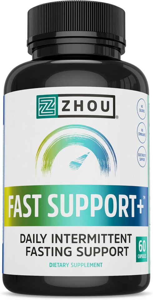 Zhou Fast Support+ Intermittent Fasting Support Supplement, Vitamin B12 for Energy, Electrolytes Magnesium, Chloride, Sodium, Potassium, Creatine ...