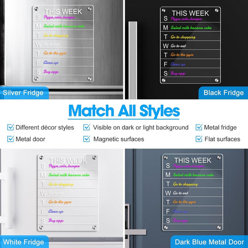 Magnetic Notepad - Acrylic Clear Weekly Meal Planner Board Resuable Dry Erase Board Week Calendar Refrigerator(8x10inch)...