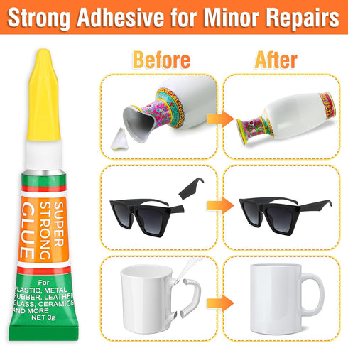 3g X 24 Pack Super Glue Clear for All Purpose, Fast Drying Liquid Formula Super Glue Liquid Cyanoacrylate (Ca) Glue for Plastic, Metal, Wood, Leat...
