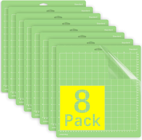 Gwybkq Cutting Mat for Cricut Explore One/Air/Air 2/Maker 8 Pack 12x12 Inch Standard Green Grip Adhesive Sticky Non-Slip Durable Mat Cut Mats Repl...