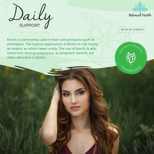Biotin Drops - 120 Servings, 2oz, Lemon Flavor, Promote Healthy Hair Skin and Nails...