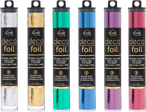 Deco Foil - Transfer Sheets - 2018 Colors - Silver Shattered Glass, Gold Shattered Glass, Jade, Denim, Plum & Wild Cherry - Bundle of 6 Packages...
