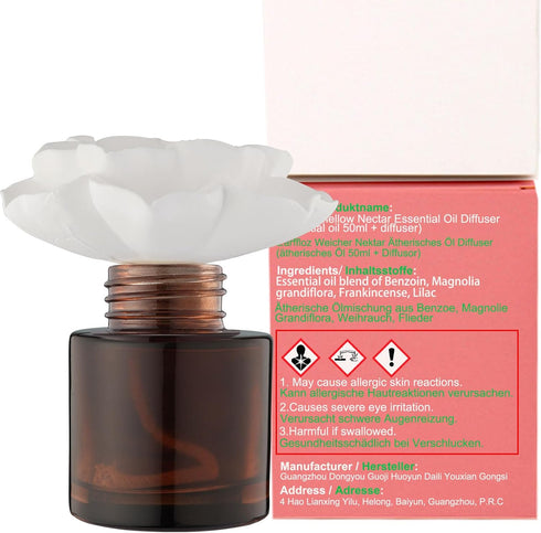 Essential Oil and Diffuser Gift Set, Mellow Nectar (1.7 fl.oz|50ml), 60-Days Natural Air Freshener Non-Toxic Home Scent Upgrades Fragrance Reed Di...