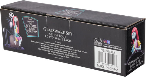 Silver Buffalo Disney Nightmare Before Christmas Featuring Jack Skellington, Sally, Oogie Boogie, and Zero 4 Pack Mini Glasses, 1.5 Ounces...