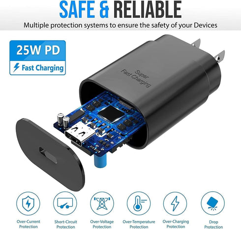 Type C Charger, 25W USB-C PD Fast Charging with 6ft Android Phone Charging Cable Compatible with Samsung Galaxy S24/S23 Ultra/S23/S23+/S22/S22 S21...