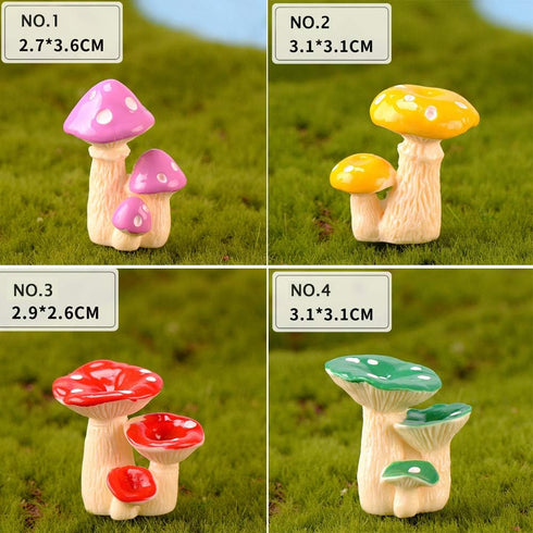 MAOMIA Miniature Mushroom Figurines 32 Pcs Fairy Garden Accessories Mushroom Cake Toppers Micro Landscape Garden Decoration Plant Flower Pots Orna...