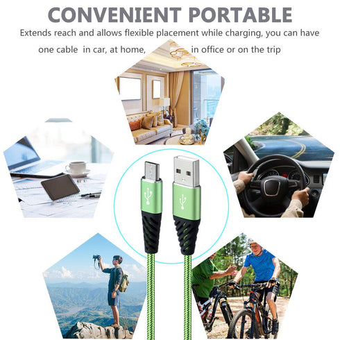 Micro USB Cable 6FT 4-Pack Phone Charger Android Nylon Braided Android Charger Cables Fast Charging Compatible with Samsung Galaxy J8/J7/S7/S6/Edg...