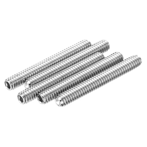 uxcell 5Pcs Hex Socket Grub Screw, 1/4-20x2" 304 Stainless Steel Head Socket Set Screws Flat Point Grub Bolt for Door Handles, Light Fixture Repai...
