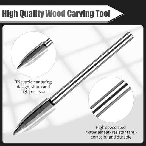 Wood Carving Tools for Rotary Tool, 10Pcs Engraving Drill Accessories Bit Wood Crafts Grinding Woodworking Tool with 1/8” Shank-DIY Wood Carving T...