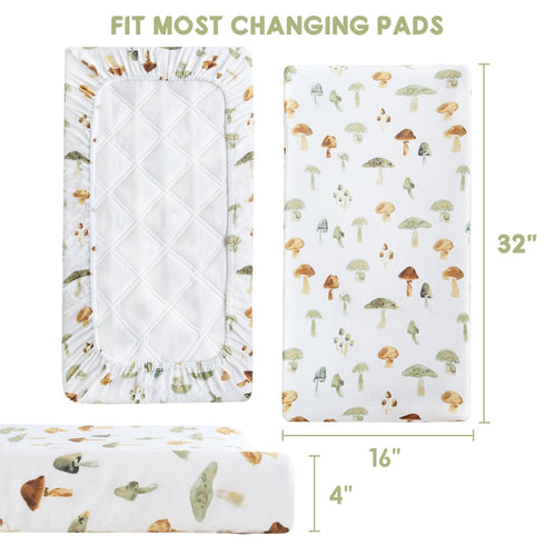 LifeTree Muslin Changing Pad Cover for Baby Girls Boys, 70% Viscose from Bamboo and 30% Cotton Natural Comfort Diaper Change Table Pad Covers, Sof...