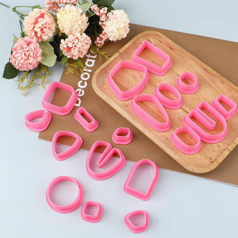 Polymer Clay Cutters Kit 18 Different Shapes for Women Earring Polymer Clay Jewerlry Making Tools Plastic Clay Earring Hooks Cutters Sculpting Too...