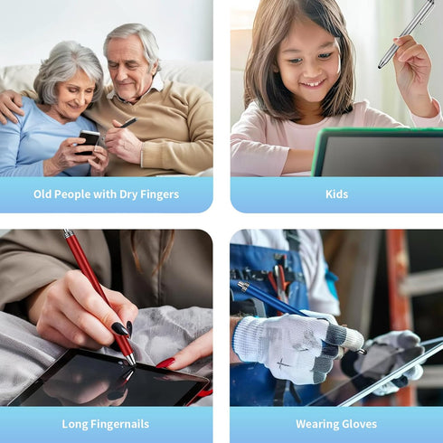 Stylus Pens for Touch Screens, 10 Pack 0.24"+0.36" High Sensitivity Stylus with 20 Pcs Replacement Capacitive Tips for iPhone iPad Android PC Tabl...