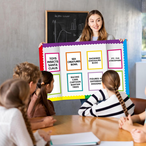 90 Pcs Science Fair Board Supplies Include 72 Trim Scalloped Bulletin Board Borders 18 Presentation Board Subtitles for Classroom Office Display B...