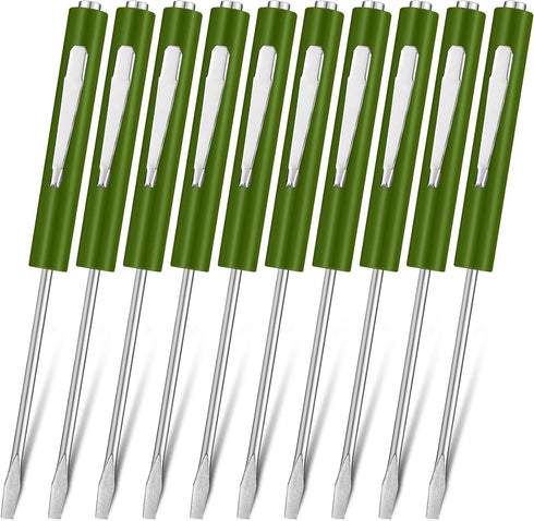 10 Pieces Pocket Screwdriver Mini Tops And Pocket Clips Pocket Screwdriver Magnetic Slotted Pocket Screw Driver with A Single Blade Head for Mecha...