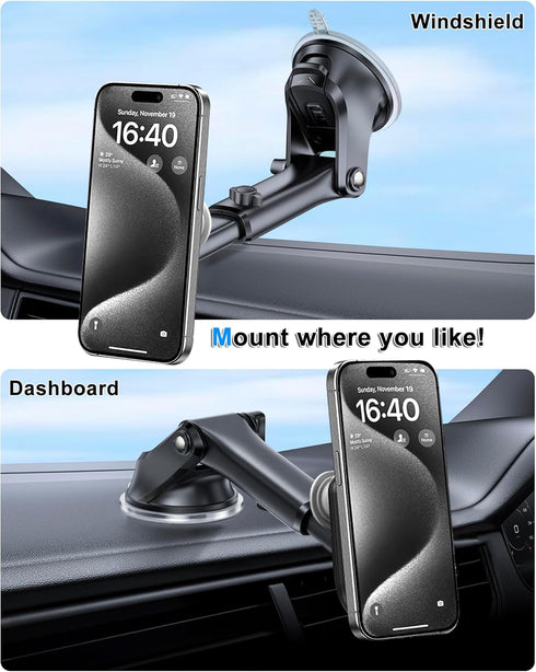 Car Mount for Pop Socket, Dashboard Windshield Car Phone Holder Compatible with Popsocket, Powerful Suction Cup Car Phone Mount Fits All Smartphon...