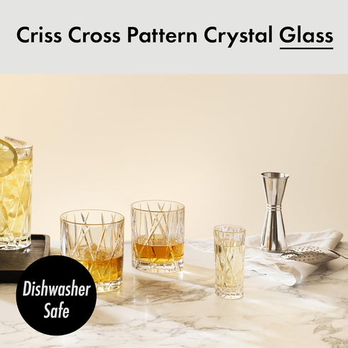 Orrefors City Shot Glasses with Heavy Base (Set of 2) - 1.7 Fl. Oz., Asymmetric Design - Crystal, Glassware for Spirits & Shots, Serving Tequila, ...