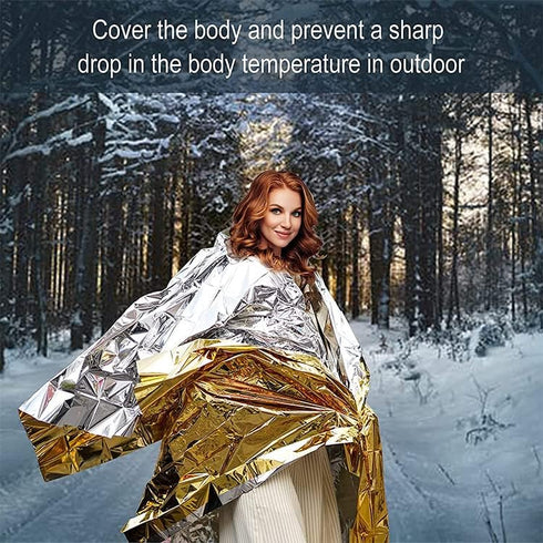 GALAXYLENSE Emergency Mylar Thermal Blanket for Survival First Aid Kits Army Outdoors Hiking Camping Bug Out Trauma Desert All Weather Condition P...