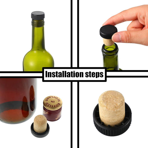 24 Pieces Cork Plugs Stoppers Tasting T-shape Wine Corks with Plastic Top Wooden Wine Bottle Stopper Bottle Plugs Replacement for Beer, Glass Bott...