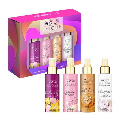 So…? Unique Body Mist Set - Perfumes for Women - Gifts for Women - Body Spray for Women - Vegan, Cruelty-Free - 650-1000 Sprays - 4 pcs...