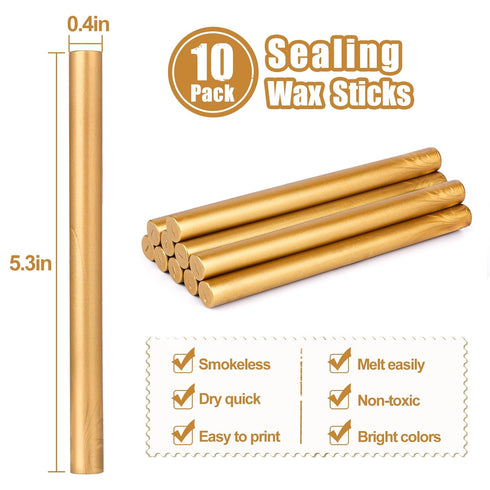 Glue Gun Sealing Wax Sticks for Wax Seal Stamp - Metallic Gold, Great for Wedding Invitations, Cards Envelopes, Snail Mails, Wine Packages, Christ...