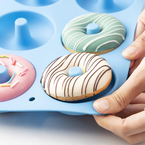 Silicone Donut Mold for 6 Doughnuts, Set of 2. Food Grade LFGB Silicone Bagels Baking Pan, Non-Stick, Dishwasher Safe, Heat Resistant and Microwav...