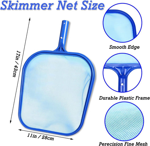 Pool Skimmer Net with Telescopic Pole, Heavy Duty Scoop Leaf Rake Swimming Pool Cleaning Accessory Fine Mesh Net Adjustable Aluminum Pole for Hot ...