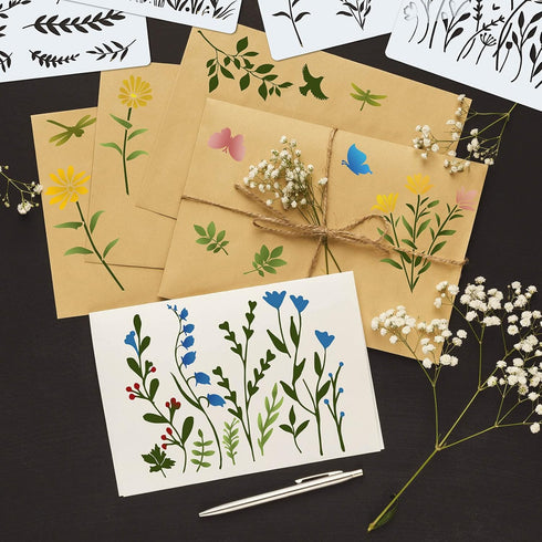 20 Pieces Wildflower Stencils for Painting Template Flower Stencils Wall Stencils Reusable Spring Stencils PET DIY Drawing Templates Stencils for ...