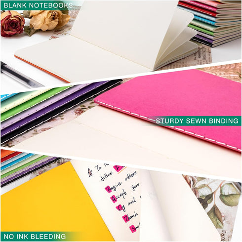 Mini Unlined Pocket Notebooks Bulk 3.5 x 5.5 Inches 12 Pack Small Note Pads Blank Sketch Book for Kids Plain Notebooks Drawing, 30 Sheets/60 Pages...