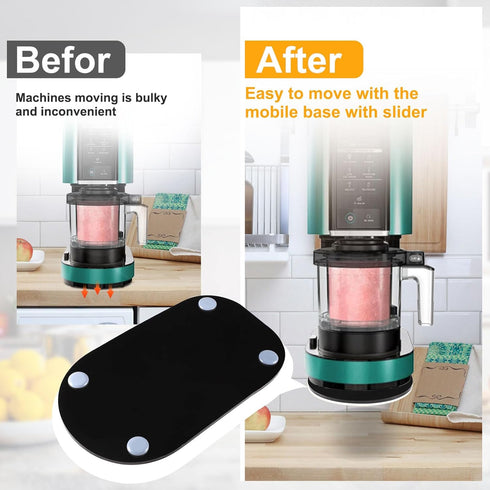 Appliance Slider Tray for Ninja Ice Cream Maker, 11.8x6.9 Inch Countertop Appliance Slider Under Cabinet Sliding Tray Kitchen Countertop Rolling T...