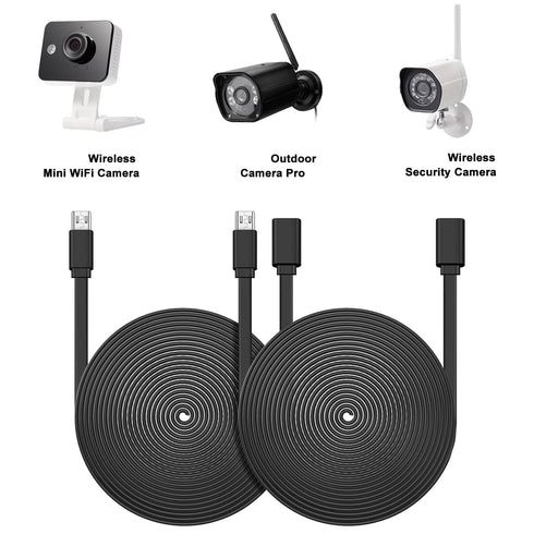 Sumind 4 Pack 10 ft/ 3 Meter Micro USB Extension Cable Male to Female Extender Cord Compatible with Wireless Security Camera Flat Power Cable, Cab...