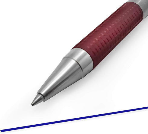 Zebra F-301 - Stainless Steel Retractable Ballpoint Pen - 0.7mm Medium - BLUE Ink - Maroon Barrel - Pack of 6...