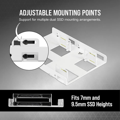 Corsair Dual SSD Mounting Bracket (3.5” Internal Drive Bay to 2.5", Easy Installation) White...
