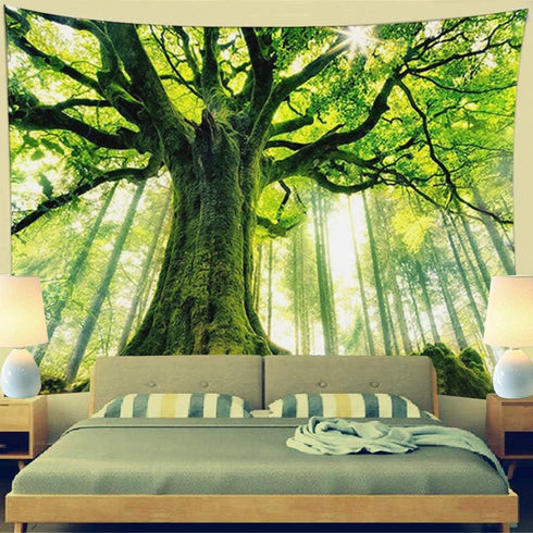 ENJOHOS Green Nature Tree Tapestry Home Decor Extra Large Wall Hanging Tapestry Enchanted Forest Backdrop for Bedroom Living Room Indoor Outdoor D...