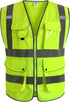JKSafety 9 Pockets Class 2 High Visibility Zipper Front Safety Vest With Reflective Strips,Meets ANSI/ISEA Standard (Large, 150-Yellow)...