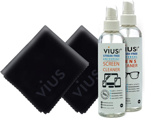 Lens and Screen Cleaner Kit by Vius - Safely Cleans Phones, Monitors, Tablets, TVs, Laptops, Eyeglasses, Cameras, Other Screens and Lenses (2oz 2-...